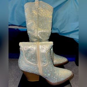 Forever Link Rhinestone Knee High Cowboy Boots